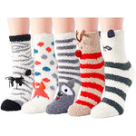 5 Pair Cozy Fuzzy Socks Super Soft Winter Plush Slipper Women's Girls Gift