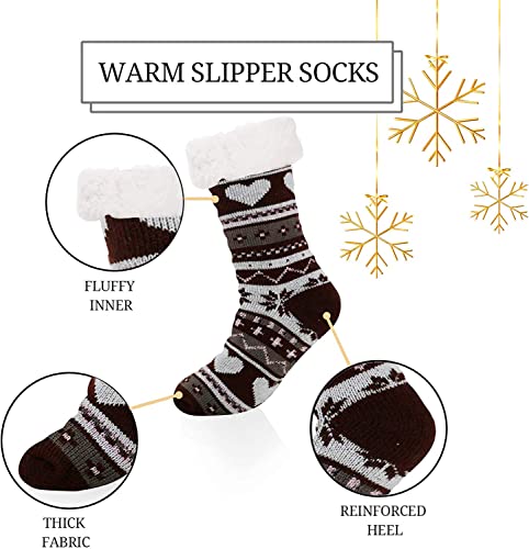 Women's Novelty Thermal Non-Slip Slipper Cute Black Heart Socks Gifts