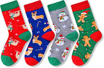 Xmas Gifts, Novelty Christmas Gifts for Kids, Christmas Presents, Stocking Stuffers, Santa Socks, Best Secret Santa Gifts, Holiday Socks for Boys Girls, Funny Children Christmas Socks, Gifts for 7-10 Years Old