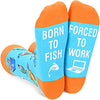 Women and Men Novelty Mid-Calf Knit Blue Fishing Socks Funny Fishing Gifts