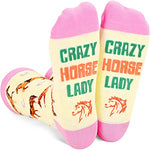Funny Saying Horse Gifts for Women,Crazy Horse Lady Equestrian Gift, Novelty Horse Print Socks