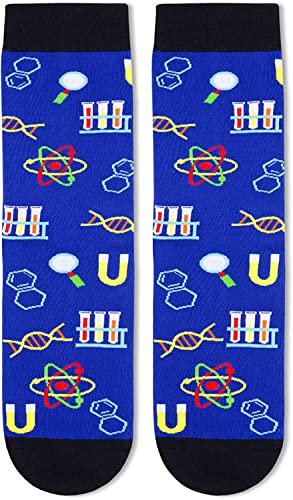 Funny Science Socks for Men, Best Gifts for Science Teachers, Professors, Science Enthusiasts, Teacher Appreciation Gifts, Novelty Crew Socks Gift for Science Lovers, Teacher's Day Gifts