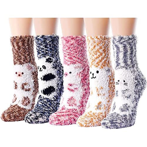 5 Pairs Fuzzy Socks for Women Warm Fluffy Cozy Socks Gifts for Women, Anniversary Gift, Gift For Her, Gift For Wife