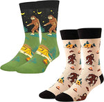 Men's Novelty Funny Bigfoot Socks Space Gifts-2 Pack
