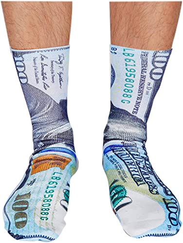 3D Print Dollars Socks, Novelty Money Print Socks for Men Women, 100 Dollar Gifts, Money Gift, Cash Gifts Accountant Gifts