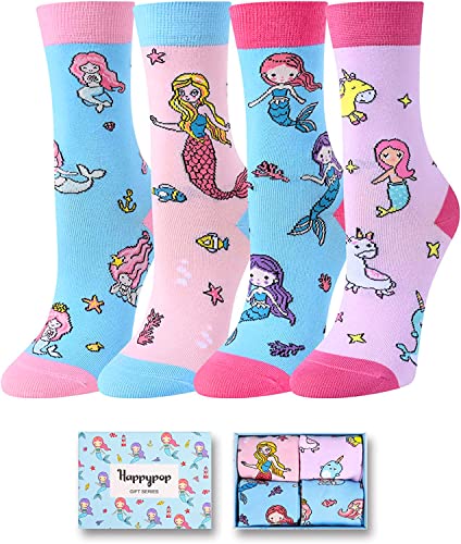 Funny Mermaid Gifts for Girls, Gifts for Daughters, Kids Who Love Mermaid, Cute Mermaid Socks for Girls 4-7 Years Old