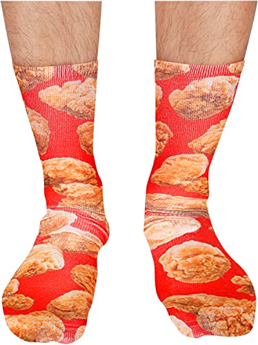Unisex Chicken Nugget Socks, 3D Print Socks, Chicken Nugget Lover Gift, Funny Food Socks, Novelty Chicken Nugget Gifts, Gift Ideas for Men Women, Funny Chicken Nugget Socks for Valentines Gifts, Christmas Gifts