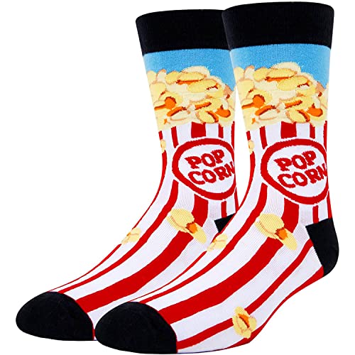Novelty Popcorn Gifts for Men, Anniversary Gift for Him, Funny Food Socks, Men's Popcorn Socks, Gift for Dad, Funny Popcorn Socks for Popcorn Lovers