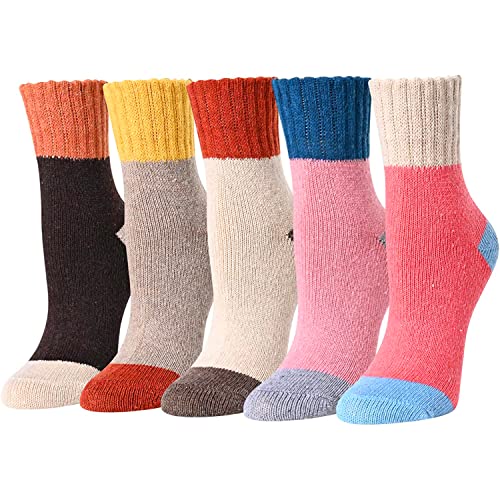 Women's Cozy Thick Wool Stylish Light Color Socks Gifts-5 Pack