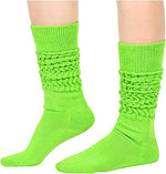 Funny Green Socks for Women Teen Girls, Green Slouch Socks, Green Scrunch Socks, Thick Long High Knit Socks, Gifts for the 80s 90s, Vintage Solid Color Socks