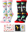 Women's Cozy Thick Crew Cute Dinosaur Socks Gifts for Dinosaur Lovers-2 Pack