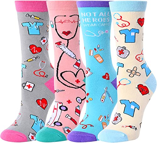 Women's Funny Cozy Doctor Socks Gifts-4 Pack