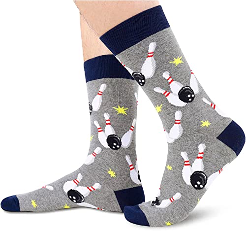 Men's Novelty Gray Funny Bowling Socks Gifts for Bowling Lovers