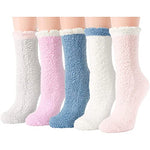 Warm Cozy Socks for Girls Women's Fluffy Socks, Colorful Indoors Slipper Socks Fuzzy Socks, Cozy Gifts for Women 5 Pairs