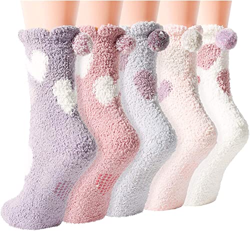 Fuzzy Anti-Slip Socks for Women Girls, Cozy Slipper Socks with Grippers, Functional Slipper Socks, Cozy Gifts for Women, Gifts for Her