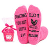 Women's Novelty Fuzzy Fluffy Warm Cozy Chicken Socks Gifts for Chicken Lovers