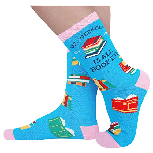 Funny Reading Socks for Women, Novelty Women's Book Printed Socks, Best Gifts for Book lovers, Gift For Middle School, High School, College, Grad School, Phd Students