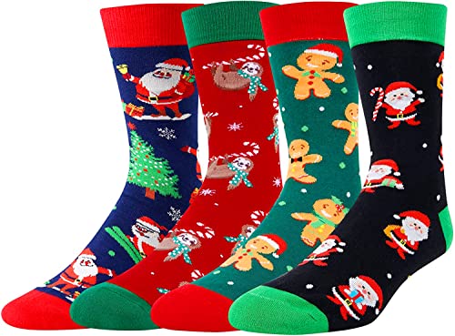 Funny Gnome Sloth Gingerbread Socks for Men, Stocking Stuffers, Novelty Christmas Gifts for Him, Best Secret Santa Gifts, Holiday Gifts, Xmas Gifts, Christmas Presents