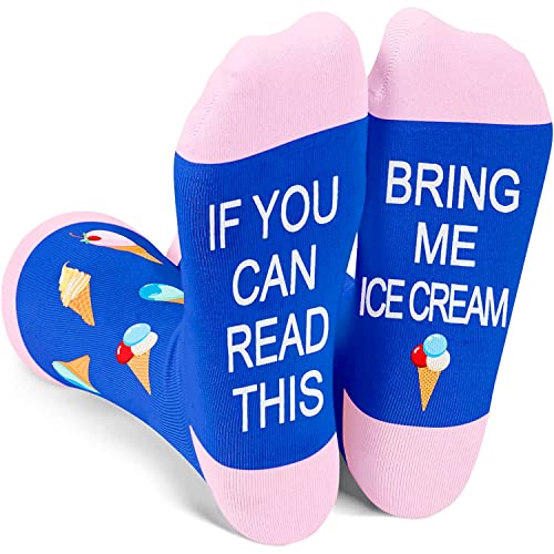 Funny Ice Cream Socks for Women, Novelty Ice Cream Gifts For Ice Cream Lovers, Anniversary Gift For Her, Gift For Mom, Funny Food Socks, Womens Ice Cream Themed Socks