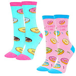 Women's Donut Socks, Donut Theme Socks, Donut Gifts, Gifts For Mom Who Doesnt Want Anything, Novelty Donut Lovers Gifts, If You Can Read This Socks, Food Socks