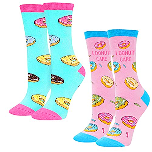 Women's Funny Fashion Donut Socks Gifts for Donut Lovers-2 Pack