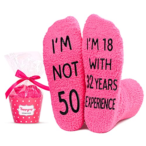50th Birthday Gift for Her, Unique Presents for 50-Year-Old Women, Funny Birthday Idea for Mom Wife Grandma Sister Crazy Silly 50th Birthday Socks - Happypop