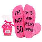 Women's Funny Fuzzy Slipper 50th Birthday Socks with Funny Saying For 50 Year Old Girls