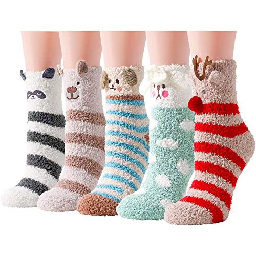 5 Pack Fuzzy Socks for Women Fluffy Cozy Socks Gifts for Girls, Anniversary Gift, Gift For Her, Gift For Wife