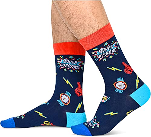 Men's Crazy Dark Blue Best Husband Socks Novelty Husband Gifts