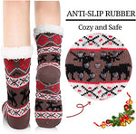 Women's Novelty Fuzzy Thermal Brown Thick Cute Santa Socks
