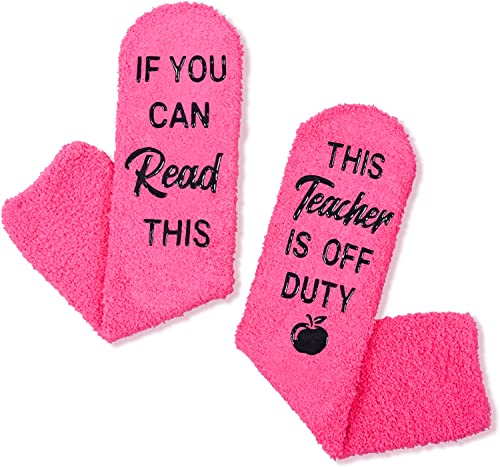 Women's Teacher Socks, Cute Funny Teacher Gifts, Cool Gifts for Teachers, Perfect Teacher Appreciation Gifts, Non-Slip Fuzzy Socks