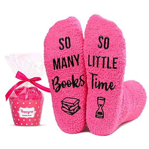 Book Lover Socks, Gifts for Students, Cozy Warm Socks, Reading Socks for Women, Fluffy Fuzzy Slipper School Socks