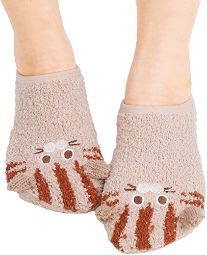 Women's Novelty Fuzzy Non-Slip Slipper Animals Socks Gifts-5 Pack