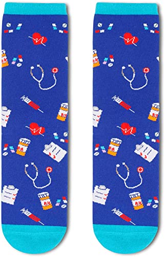 Gifts for Nurses, Gifts for Doctors, Medic Gift, Medical Themed Gifts for Healthcare Workers, Womens Funny Crew Socks, Radiologist Gift, Health Theme Socks