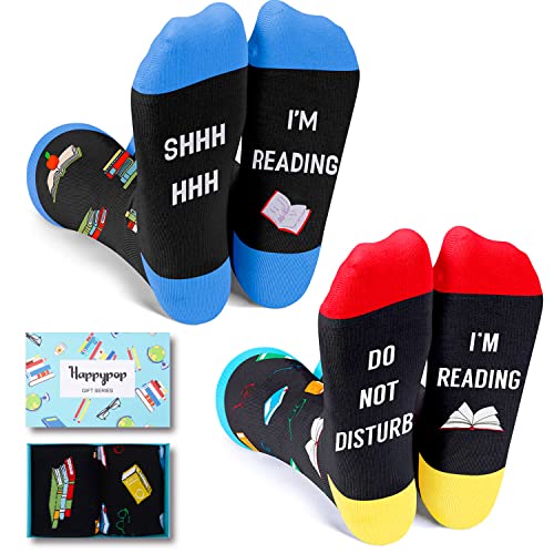 Funny Reading Socks for Women, Novelty Women's Book Socks for Book Lovers, Best Gifts For Teachers, Readers, Nerds, Writers, Authors, Librarians, Reading Lovers