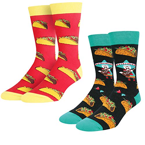 Taco Tuesday, Men's Taco Socks, Anniversary Gift for Him, Taco Lover Gift, Funny Food Socks, Novelty Taco Gifts for Dad, Funny Taco Socks for Taco Lovers