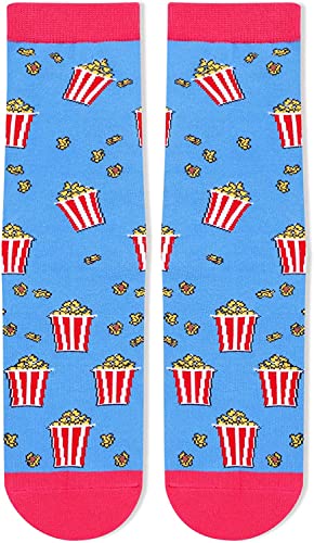 Funny Popcorn Socks for Women Who Love Popcorn, Novelty Popcorn Gifts, Women's Gag Gifts, Gifts for Popcorn lovers, Funny Sayings If You Can Read This