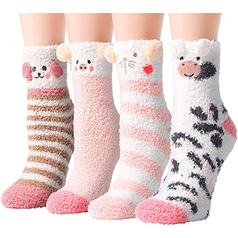 5 Pack Fuzzy Cat Paw Socks for Women Girls Gifts Cute Fun Cozy Fluffy  Winter Warm Slipper Cat Socks