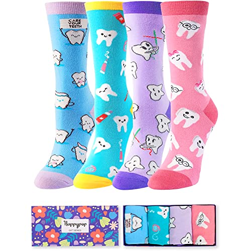 Dentist Gifts, Dental Socks , Tooth Socks Crew Socks, Teeth Socks for –  Happypop