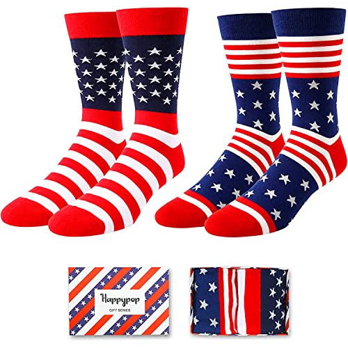 Men's Novelty Cozy American Flag Socks Dad Gifts-2 Pack