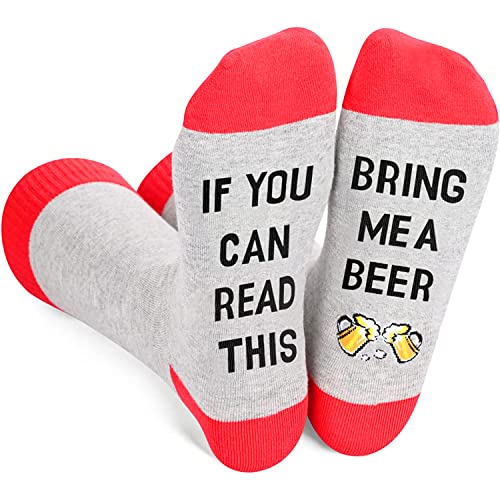Womens Funny Saying Socks Novelty If You Can Read This Bring Me a Cold Beer Socks Unique Beer Gifts for Beer Lovers, Alcohol Gifts
