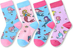 Toddler Girls Crazy Crew Wacky Mermaid Socks Gifts for Mermaid Lovers-4 Pack