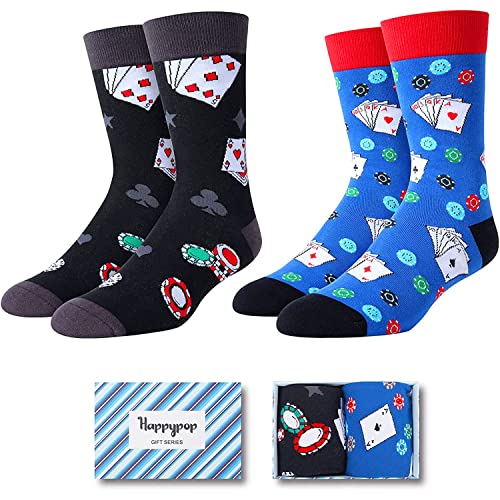 Men's Novelty Crazy Poker Socks Gambling Gifts for Men-2 Pack