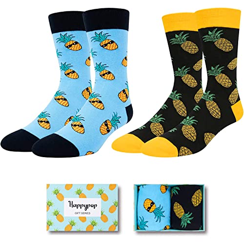 Funny Pineapple Gifts Hawaiian Gifts Fertility Gifts, Novelty Pineapple Socks IVF Socks For Men Fruit Socks 2 Pack