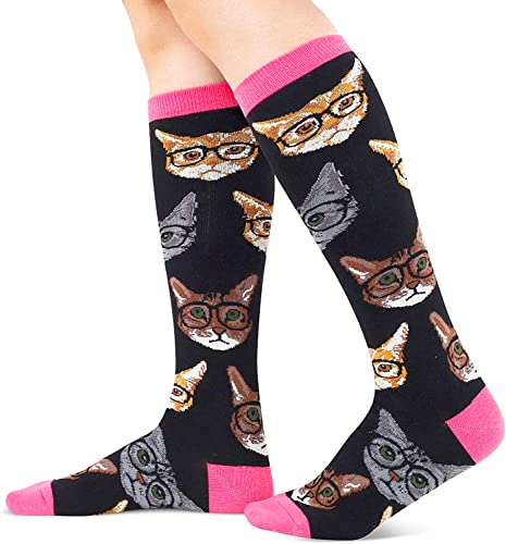 Cat Gifts for Cat Owners, Gift for Cat Mom, Novelty Cat Knee High Socks, Cat Gifts for Women, Cat Gifts for Her