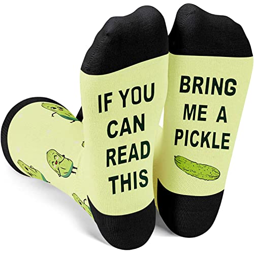 Funny Pickle Socks for Unisex Adult Who Love Pickle, Novelty Pickle Gifts,Men Women Gag Gifts, Gifts for Pickle Lovers, Funny Sayings If You Can Read This, Bring Me A Pickle Socks