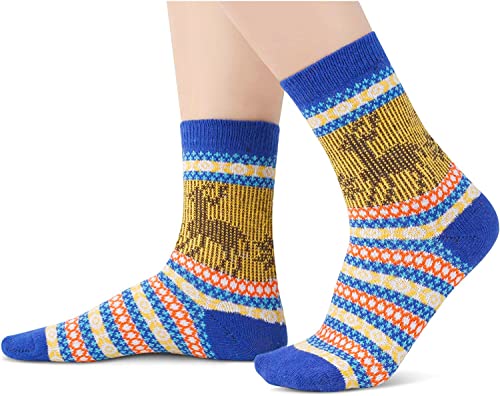 5 Pairs Women Wool Socks, Warm Cabin Nordic Socks, Vintage Socks, Thick Knit Cozy Winter Socks for Women Gifts