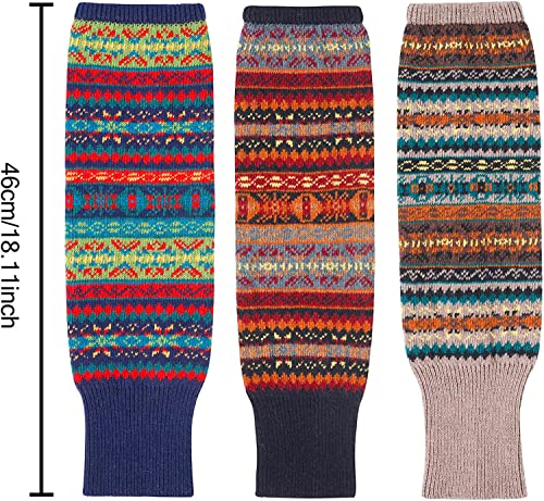 Cozy Leg Warmers Black Wool Trendy Striped Socks Gifts-3 Pack