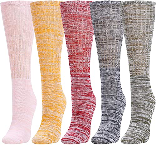 Fun Cute Colorful Slouch Socks For Women Girls, Scrunch Socks Women, Cotton Long High Tube Socks, Fashion Vintage 80s Gifts, 90s Gifts 5 Pairs